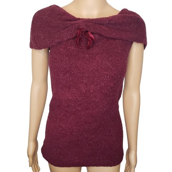 Moda Intl Burgundy Marled Soft Sleeveless Sweater Size Medium - Picture 2 of 14